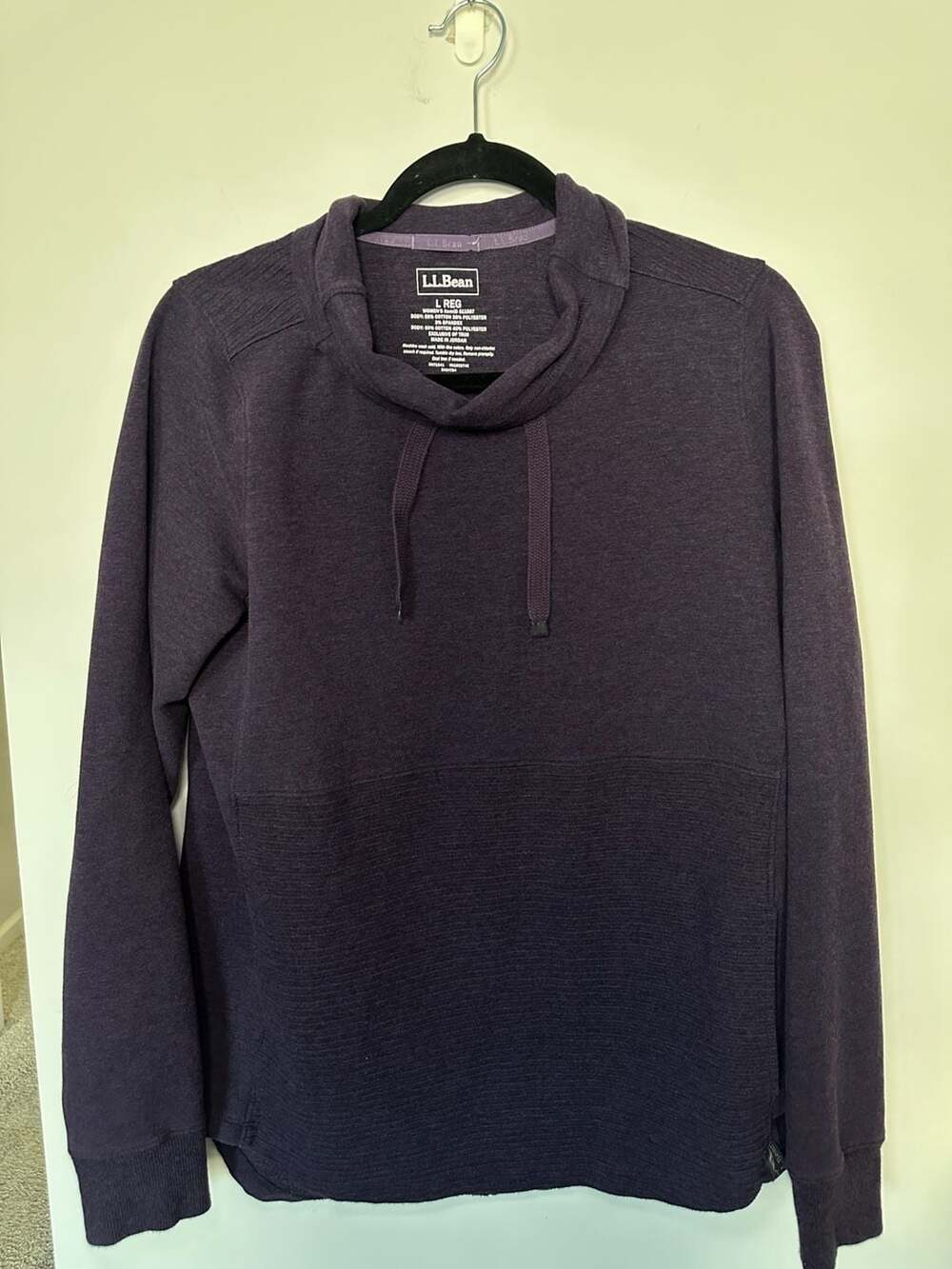 L.L. Bean Women's Purple Cowl Neck Pullover Sweatshirt with Drawstring
